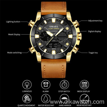 SMAEL New Fashion Men Watch Leather Strap Quartz